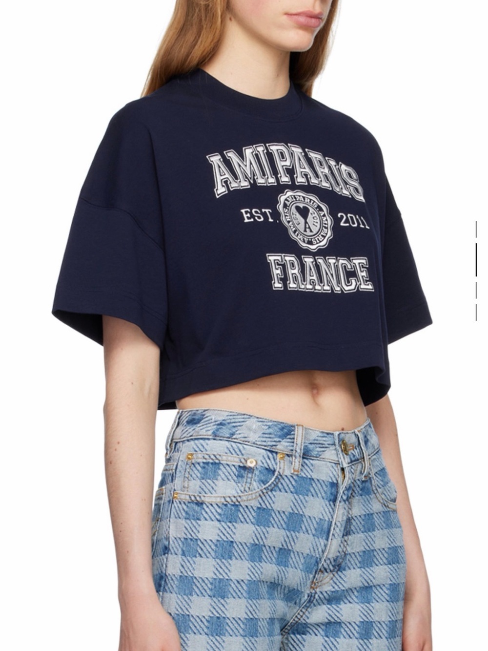 Ami Navy Crewneck with White Embroidered Logo